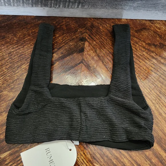 NWT Revolve Rumer The Label Black Ribbed Rosa Crop Or Swim Top Sz XS - Picture 2 of 7